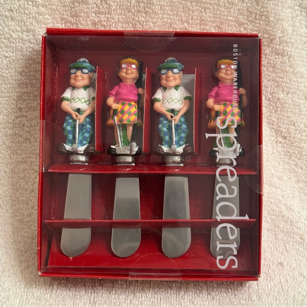 Boston Warehouse Old Time Argyle Golfers Stainless Spreader Knives